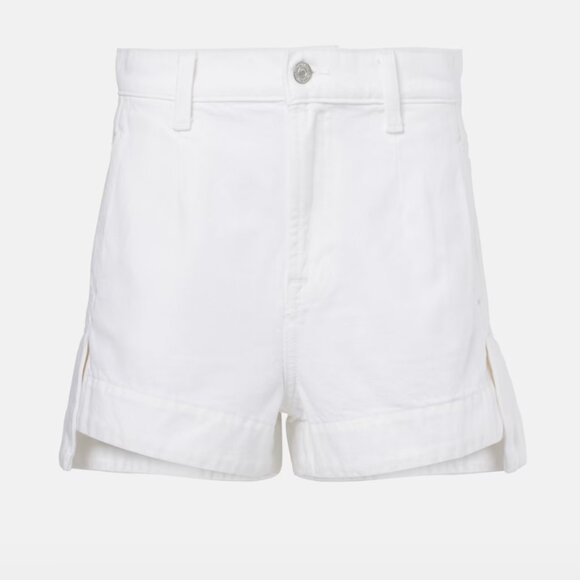 7 For All Mankind - White High Rise Denim Shorts - Picture 1 of 4